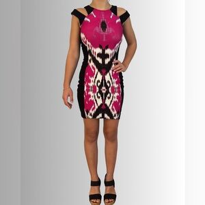 Cache Pink and Black Patterned Dress